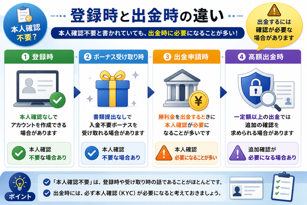 本人確認不要と書かれていても出金時に必要になることがある