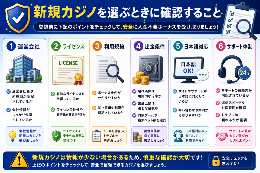 新規カジノを選ぶときに確認すること