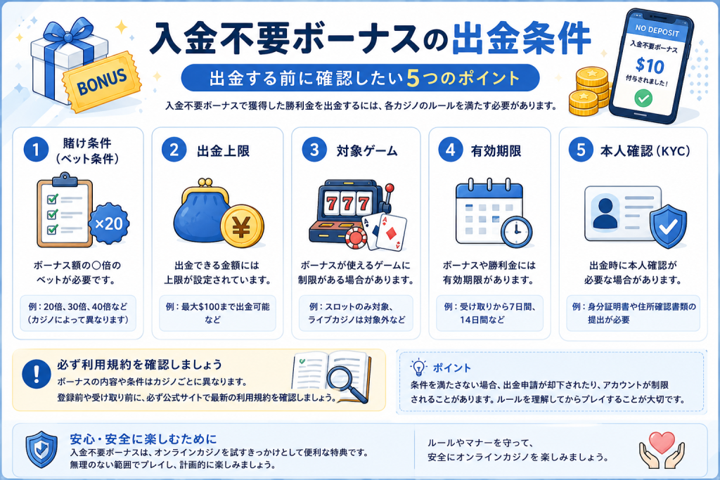 入金不要ボーナスの出金条件